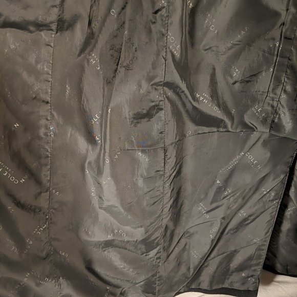 Cole Haan Wool Coat, Trench Long Pea Car Outerwear Black size 8 women's snap - Picture 6 of 13